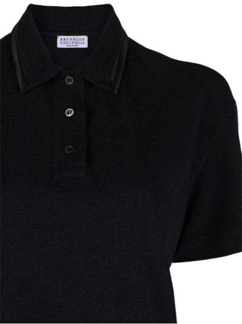 Black cotton piqué polo Brunello Cucinelli | M0T63EM415C101